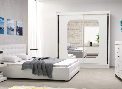 Łóżko Podkładka Design Luksusowe łóżko podwójne Biały 160x200cm Sleep Pokój Skóra Hotel